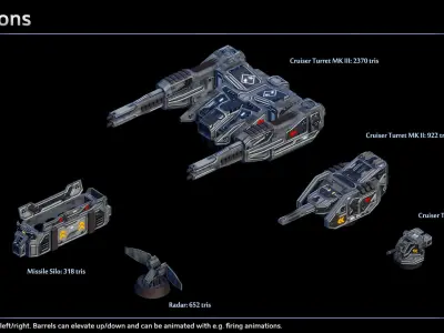 Spaceship Cruiser Arbiter Low-poly 3D model