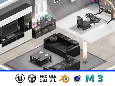 Room 44 Low-poly 3D model