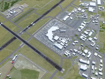 Christchurch Airport 10km Low-poly 3D model