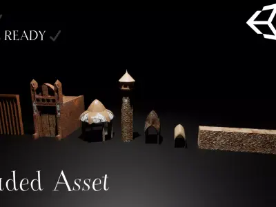 Fantasy Ancient Castle Modular Kit 3D Kitbash Environment Low-poly 3D model