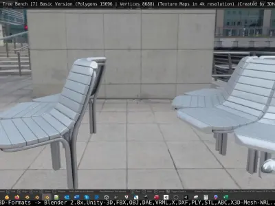  Round Tree Bench - 7 - Basic Version Low-poly 3D model