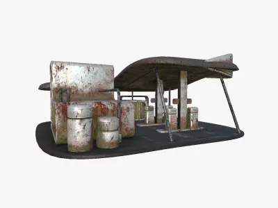 SciFi Gas Station A10 Abandoned - Sci Fi Exterior Design Low-poly 3D model