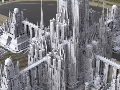 Victorian fantasy architecture huge city  3D 3D model