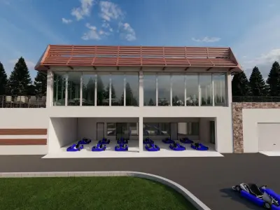 Go-Kart restaurant with outdoor seating 3D model