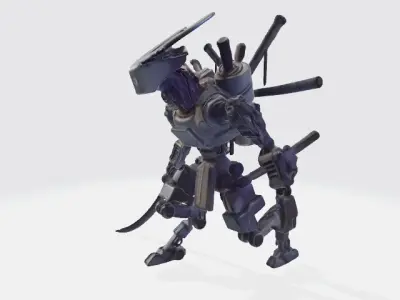 Lowpoly samurai robot 3D model