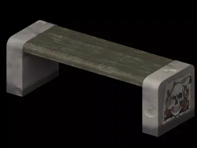 Park Bench 04 - Apocalyptic Low-poly 3D model