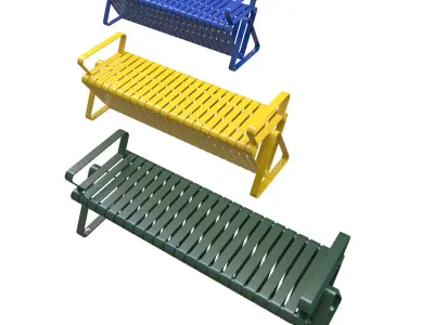 Outdoor Steel Bench Rib Design 3D model