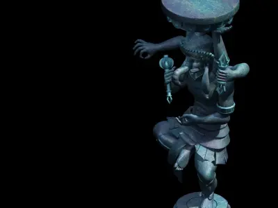 Demon Palace - Religion - Elephant stone carving 01 3D model