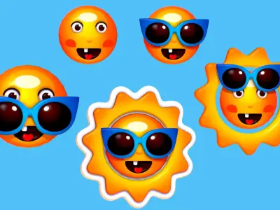 Summer Sun Logotype Sign - Cartoon Subdivision 3D model