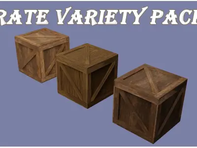 Wooden Crate Variety Pack Low-poly 3D model