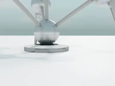 Atomium tower of metal balls Low-poly 3D model