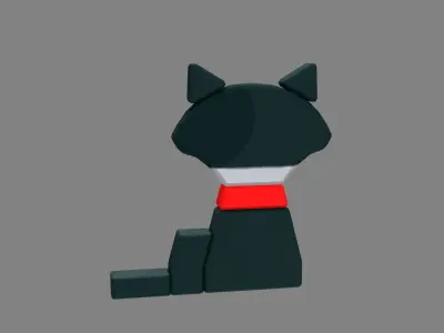 Animal shape blocks - Black cat toys Low-poly 3D model
