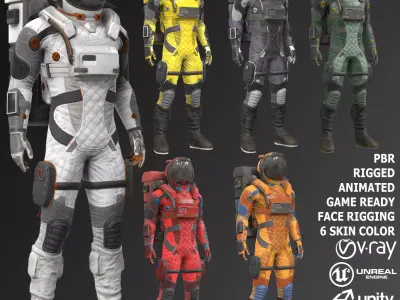 MX02 Male Space Suit Low-poly 3D model