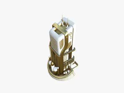 SciFi Building A11 Gold - Sci Fi Exterior Design Low-poly 3D model
