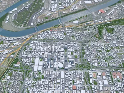 Kansas Downtown Missouri USA Low-poly 3D model