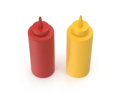 Mustard and Ketchup Bottles 3D model