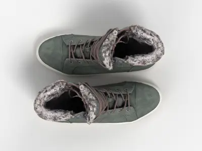 Suede and Fur Snow Boots 3D model