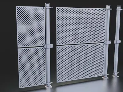 Perforated Metal Fence Panel Low-poly 3D model
