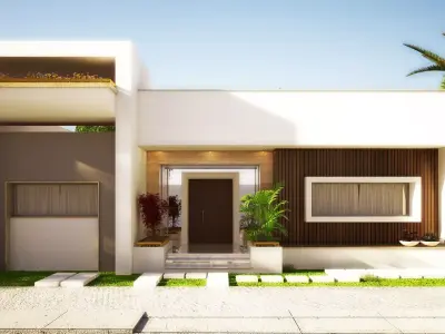 3D Model  Modern Single-Story House Low-poly 3D model