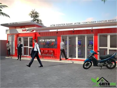 Bank office from shipping container Low-poly 3D model