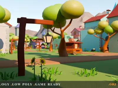 fantasy village Low-poly 3D model purchase