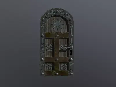 The Wooden Medieval Door Low-poly 3D model