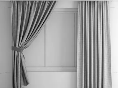 curtain room with curtains and window 3D model
