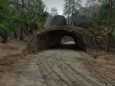 8Track train tunnel in mountains Low-poly 3D model