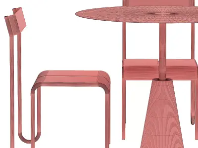 Stainless Steel Table and Chair 3D model