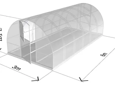 Greenhouse made of clear plastic 3D model
