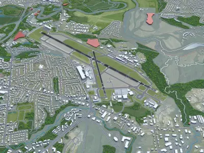 Burlington Airport 10km Low-poly 3D model