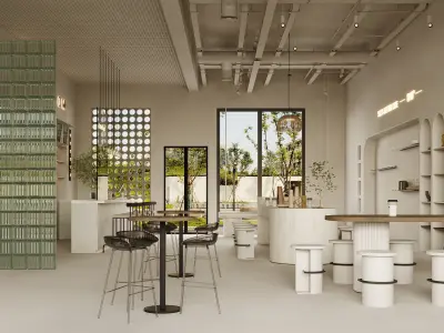 Modern coffee bar interior design 3d model 3D model