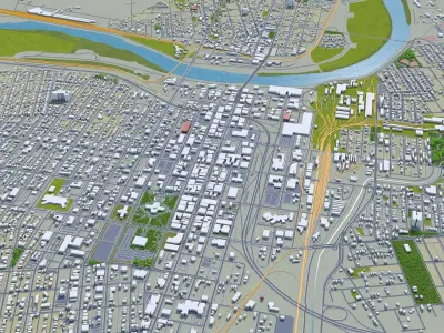 Topeka Kansas USA 30km Low-poly 3D model