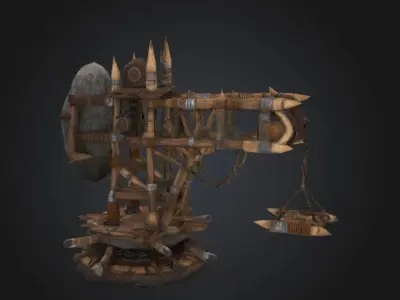 Orcish Catapult Construction Tower STL OBJ 3D model