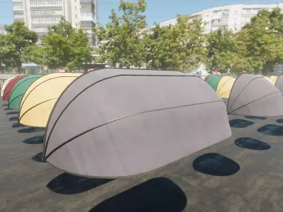 Shop  Awnings PBR Low-poly 3D model