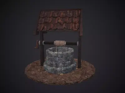Low Poly Well model water Free low-poly 3D model
