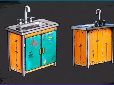 Stylized Sink Low-poly 3D model