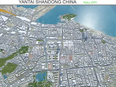 Yantai Shandong China 150km Low-poly 3D model