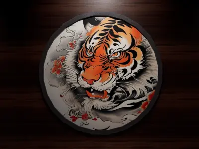 4 Old Japan Tiger Pictures 3D model