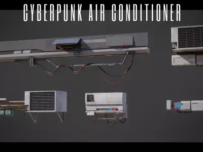 Cyberpunk Air Conditioner Low-poly 3D model