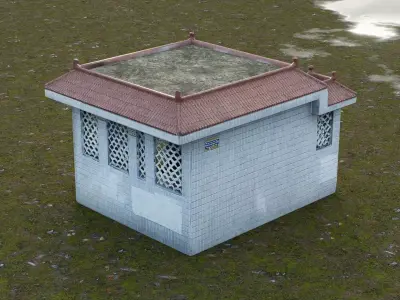 modern Chinese-style public restroom Low-poly 3D model