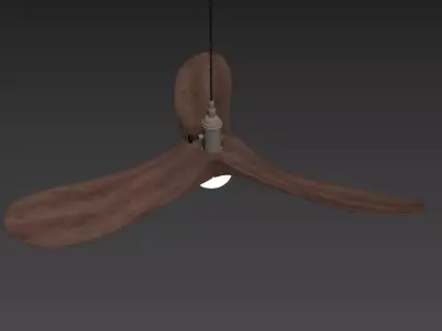 Modern Wooden 3-Blade Ceiling Fan with Light 3D model