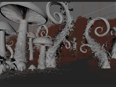 Mushroom forest 3D model