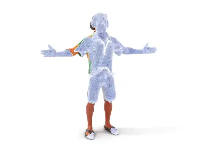 Casual Beach Tourist Rigged and Animated D Character Model Low-poly 3D model