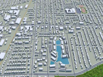 Wyoming Michigan USA 30km Low-poly 3D model