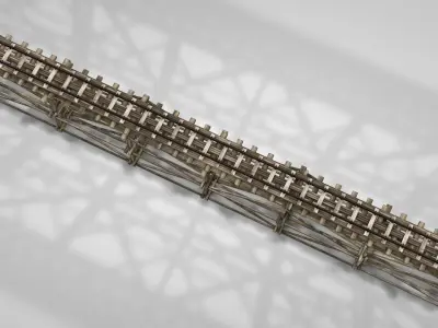 Old Wooden Railway Bridge Low-poly 3D model