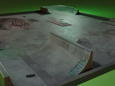 Low poly Skate Park - Animated Low-poly 3D model
