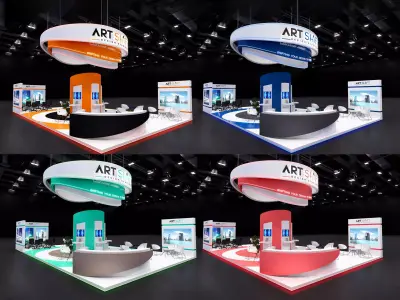 Exhibition booth stand 14 x 8m 3D model