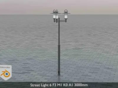 Street Light 6 F3 M1 K0 A1 3000mm  Low-poly 3D model