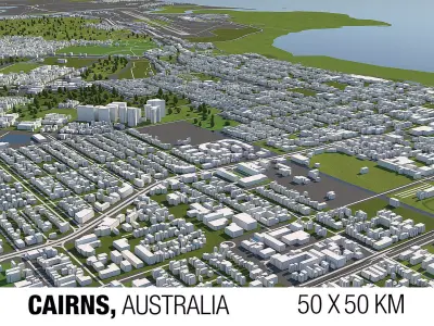 Cairns Australia 50x50km 3D City Map 3D model